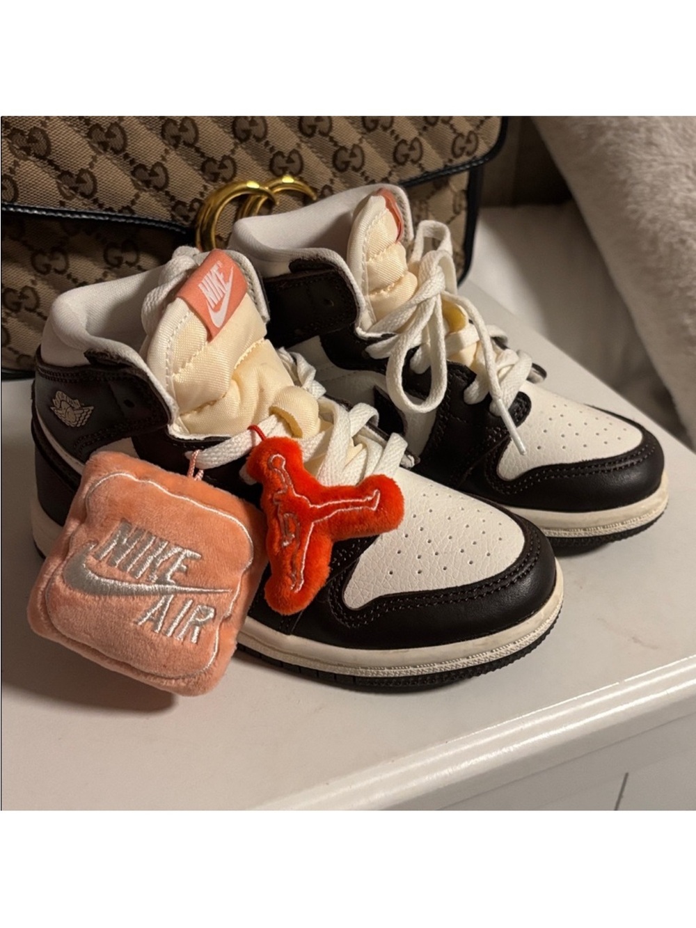 Nike Kids Black, White and Peach High-Top Sneakers